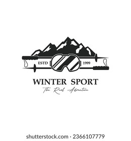 diseño de ilustración de icono vectorial del logotipo de ski. Logo para deportes de esquí, aventura, club, insignia y etiqueta.