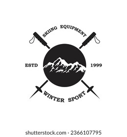 ski logo vector icon illustration design. Logo for ski sport, adventure, club, badge and label.