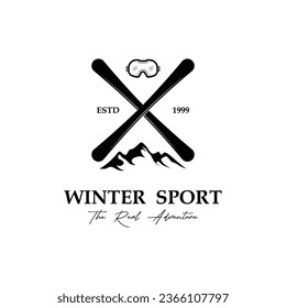 ski logo vector icon illustration design. Logo for ski sport, adventure, club, badge and label.