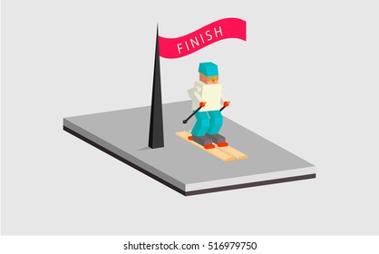 Ski man finish, isometric