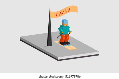 Ski man finish, isometric