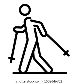 Ski man icon. Outline ski man vector icon for web design isolated on white background