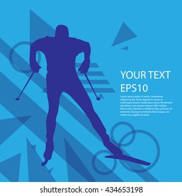 Ski man silhouette colorful background modern design