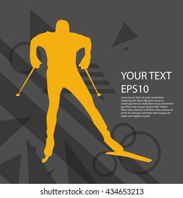 Ski man silhouette colorful background modern design