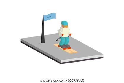 Ski man start, isometric