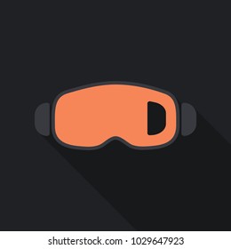 Ski mask isolated on white. Snowboard glasses. Sport equipment for winter recreation activities. Ski goggle glasses for extreme winter sport. Snowboard mask eyes protection object. Vector illustration