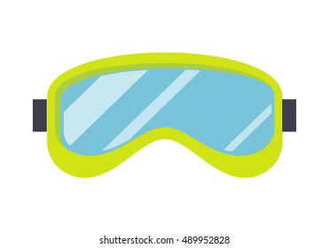 Máscara de esquí aislada en blanco. Gafas de snowboard. Equipamiento deportivo para actividades recreativas de invierno. Gafas de esquiar para deportes de invierno extremos. Objeto de protección de ojos de máscara de snowboard. Ilustración del vector