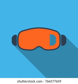 Ski mask isolated on white. Snowboard glasses. Sport equipment for winter recreation activities. Ski goggle glasses for extreme winter sport. Snowboard mask eyes protection object. Vector illustration