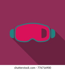 Ski mask isolated on white. Snowboard glasses. Sport equipment for winter recreation activities. Ski goggle glasses for extreme winter sport. Snowboard mask eyes protection object. Vector illustration