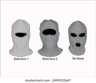 Ski mask. Vector of a white and black mask with slits for the eyes. balaclava