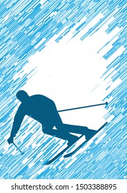 Ski motive. Abstract blue background