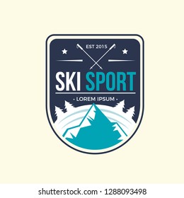 Ski Mountain Emblem Vector Graphic 