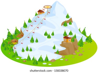 Ski Mountain. Fun Cartoon Map Elements. Elements  Are In The Separate Layers.