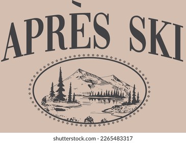 Ski Mountain Graphic t-shirt Vector