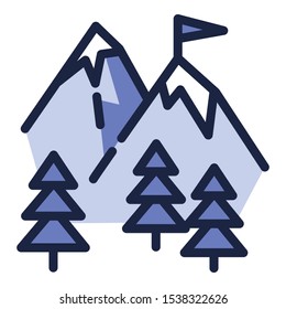 Ski mountains icon. Outline ski mountains vector icon for web design isolated on white background