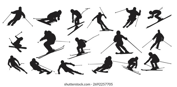 ski new silhouette set vector 