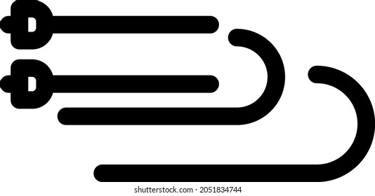 Ski Outline Vector Icon Design
