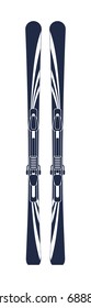 Ski pair. Mountain ski pair icon isolated on white background. Skiing gear vector illustration
