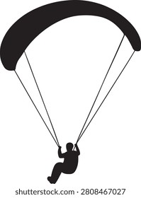 Ski parachute gliding silhouette vector