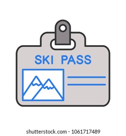 Ski Pass Badge Color Icon. Lift Ticket. Isolated Vector Illustration