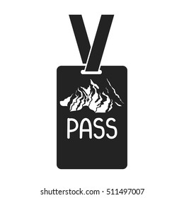 Ski pass icon in black style isolated on white background. Ski resort symbol stock vector illustration.