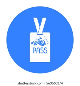 Ski pass icon in black style isolated on white background. Ski resort symbol stock vector illustration.