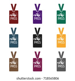 Ski pass icon in black style isolated on white background. Ski resort symbol stock vector illustration.