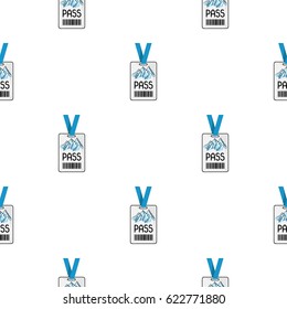 Ski pass icon in cartoon style isolated on white background. Ski resort pattern stock vector illustration.