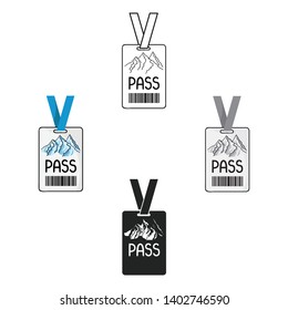 Ski pass icon in cartoon,black style isolated on white background. Ski resort symbol stock vector illustration.