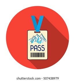 Ski pass icon in flat style isolated on white background. Ski resort symbol stock vector illustration.