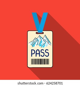 Ski pass icon in flate style isolated on white background. Ski resort symbol stock vector illustration.