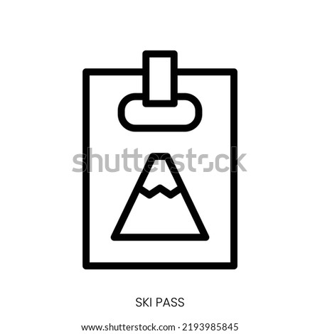 ski pass icon. Line Art Style Design Isolated On White Background
