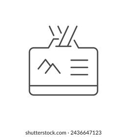 Ski pass line outline icon