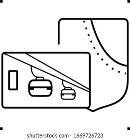 Ski pass pocket line art icon