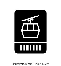 Ski pass ticket silhouette icon. Clipart image isolated on white background