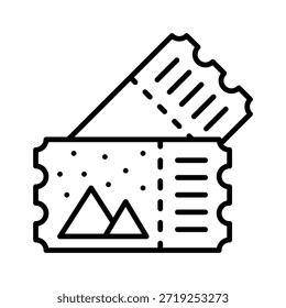 Ski Pass Tickets Vector Illustration, Line Style Icon