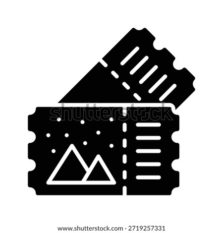 Ski Pass Tickets Vector Illustration, Solid Style Icon