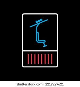 Ski pass vector isolated on black background icon. Winter sign. Graph symbol for travel and tourism web site and apps design, logo, app, UI