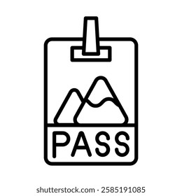 Ski Pass Vector Line Icon Design