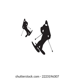 Ski  People Silhouette Logo Vector Illustration