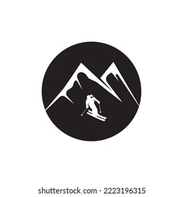 Ski  People Silhouette Logo Vector Illustration