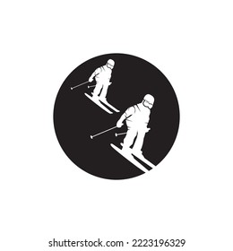 Ski  People Silhouette Logo Vector Illustration