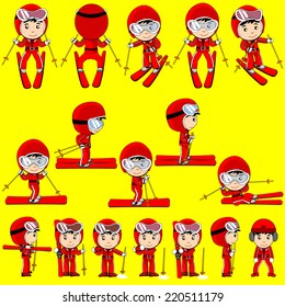 ski player cartoon vector