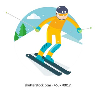ski player slide in the snow mountain