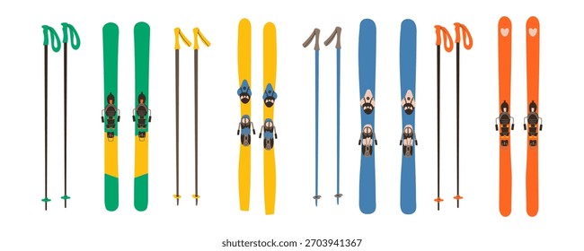 Ski pole equipment vector illustration isolated on white background . Isolated winter sport design hand drawn illustration for web design , social media or card .