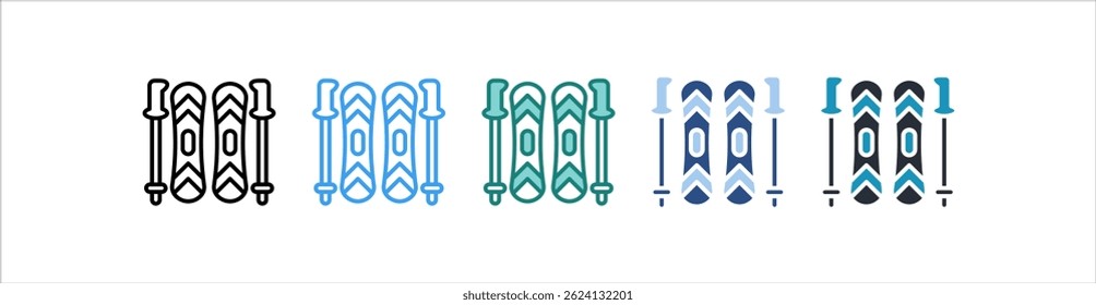 Ski Poles Icon In Different Style Vector