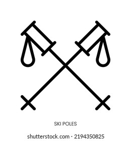 Ski Poles Icon. Line Art Style Design Isolated On White Background