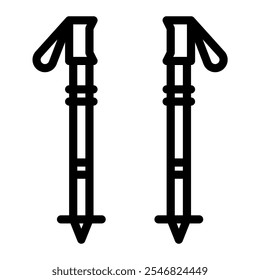 Ski poles icon line style transparent