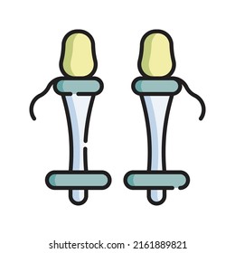 Ski Poles Icon Vector Illustration. Flat Outline Cartoon. Winter Sport Icon Concept Isolated Premium Vector