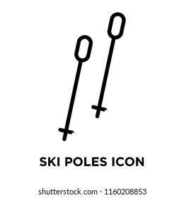 Ski poles icon vector isolated on white background, Ski poles transparent sign , linear symbol and stroke design elements in outline style